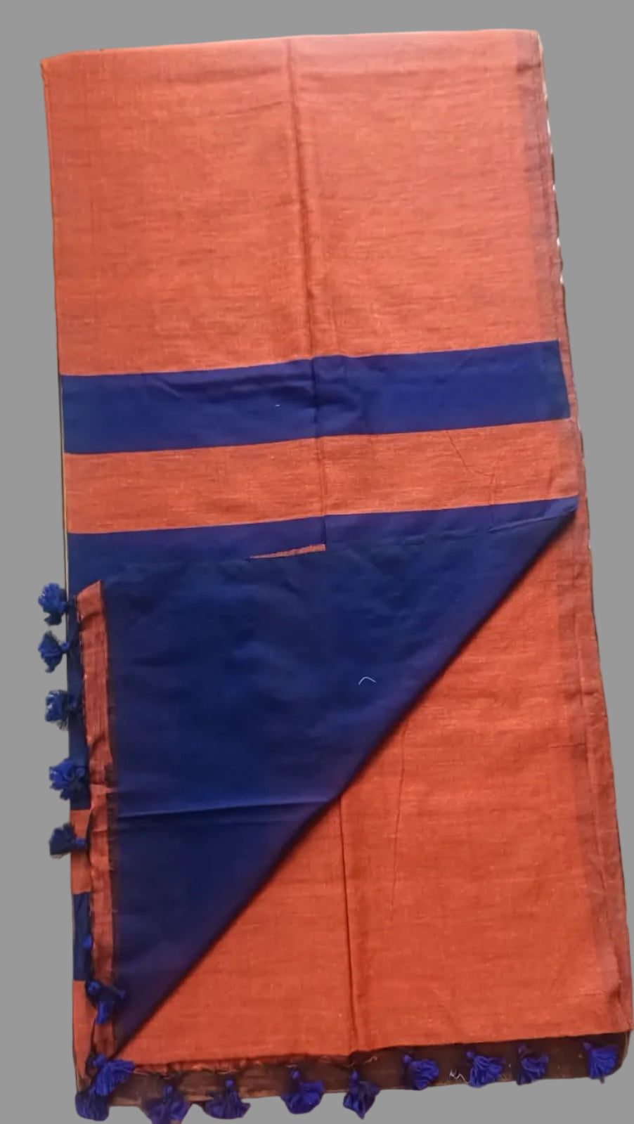 Khadi Vertical Stripes - Orange Navy