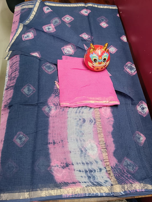 Kota Doriya Bandhni Saree - Navy Blue