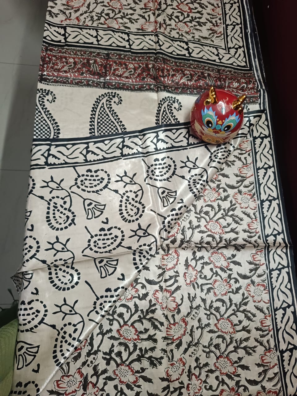 Gajji Silk Tissue Patta Bagru Print Saree