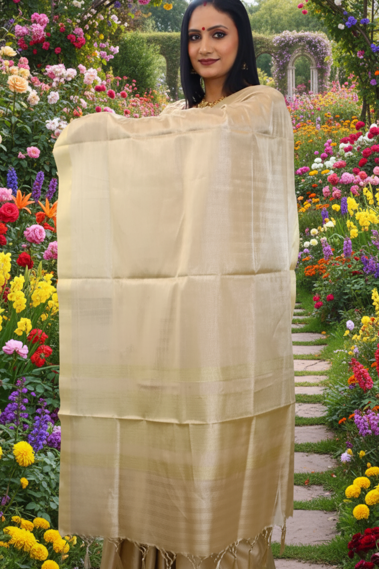 Cotton Tissue Saree - Golden