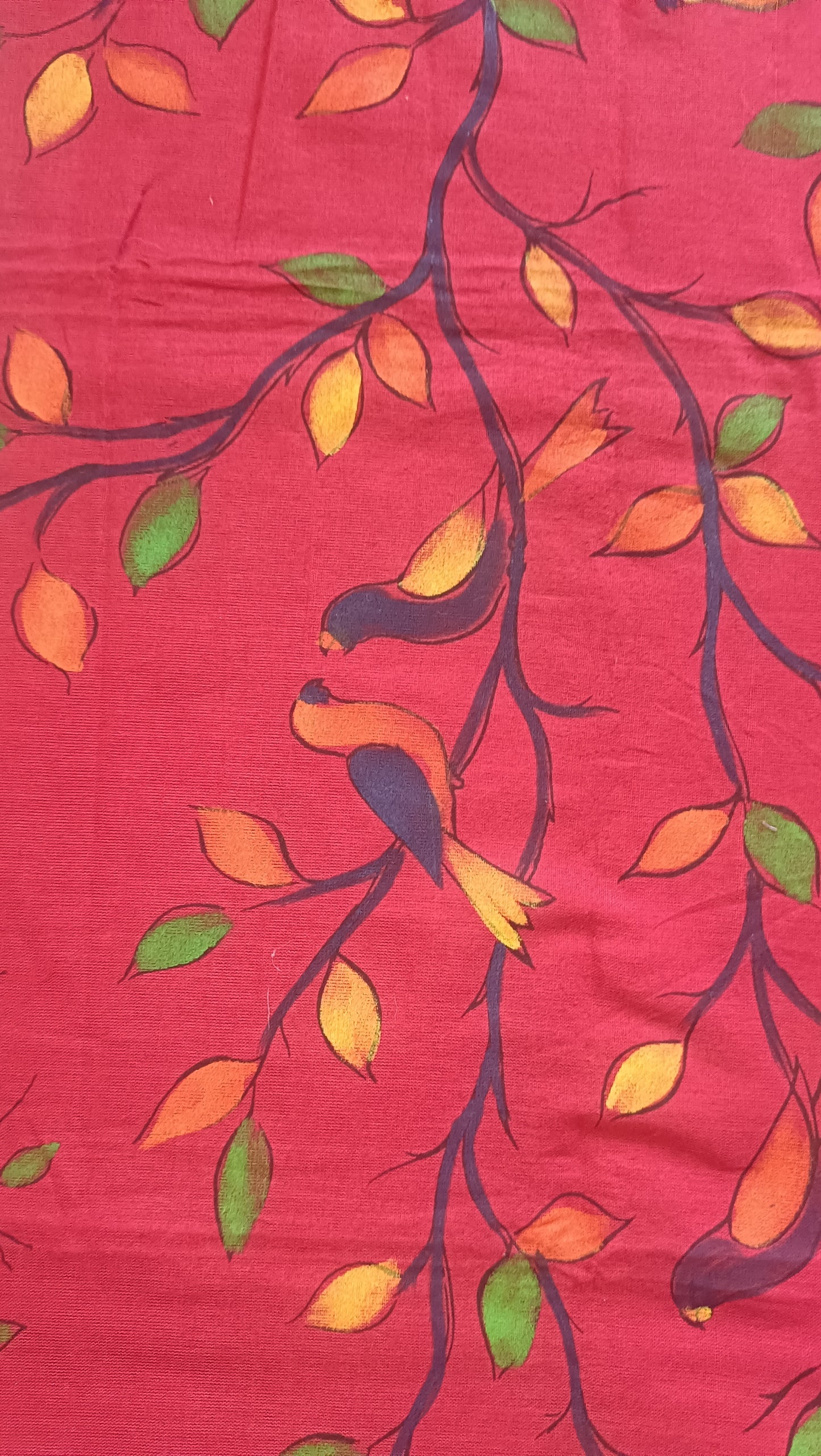 Mulmul Hand Painted Saree - Red