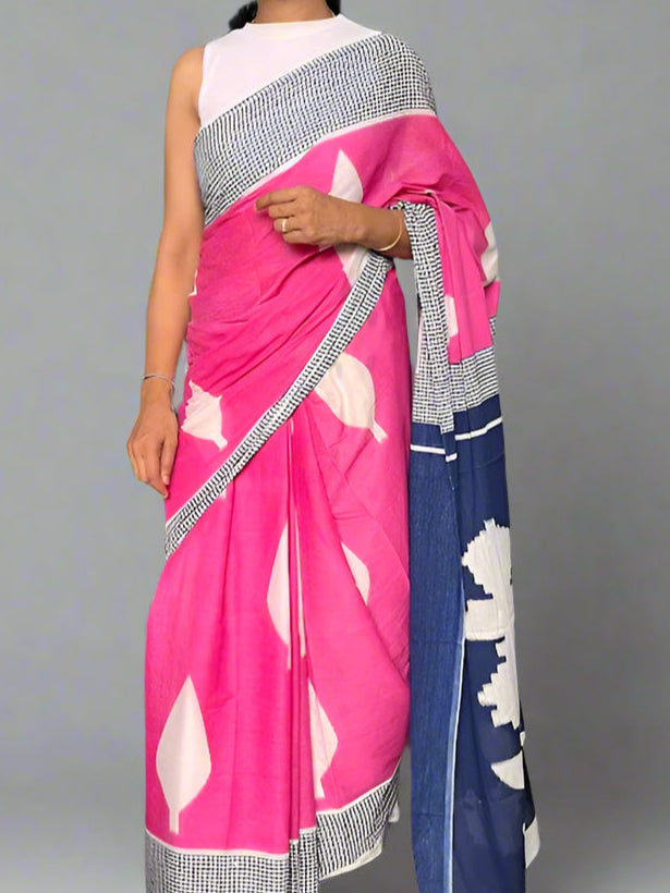 Pure Mulmul Cotton - Hand Block Printed Sarees