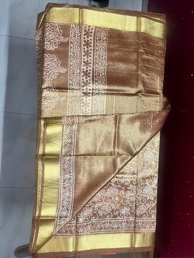 Golden Brown Mizoram Silk Saree