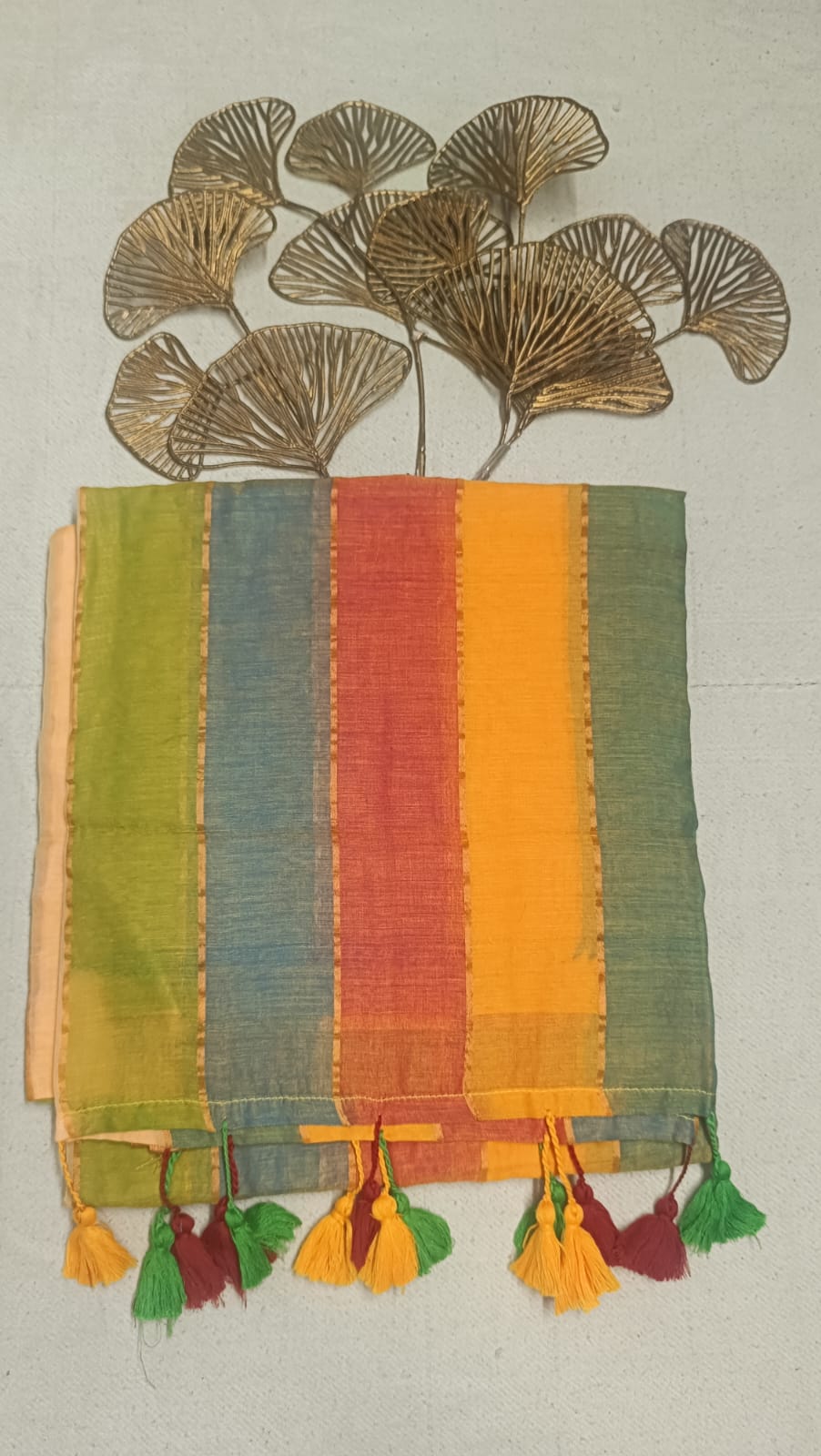 Mul Cotton Saree with zari lines - RGB Hues