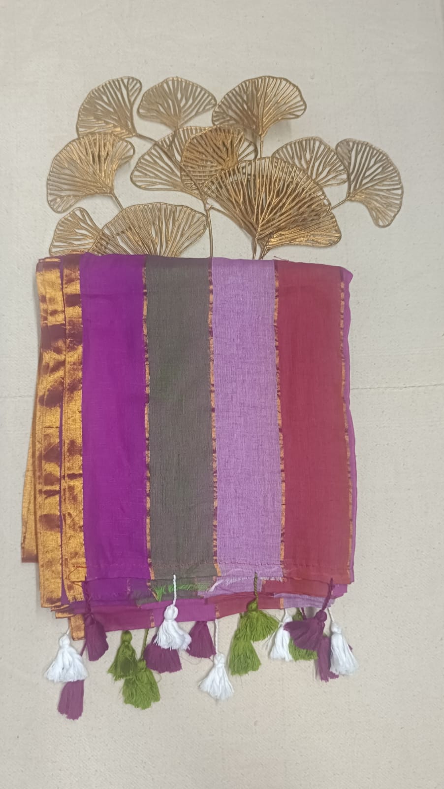 Mul Cotton Saree with zari lines - Pink Hues