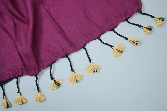 Half and Half Handloom Saree - Brown with Dark Magenta Pallu