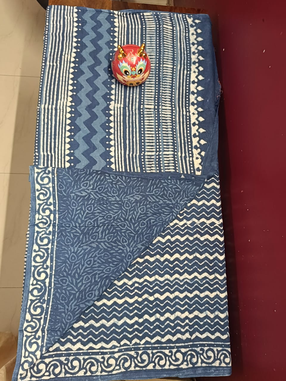 Cotton Jaipur Block Dabu Print Saree - Indigo