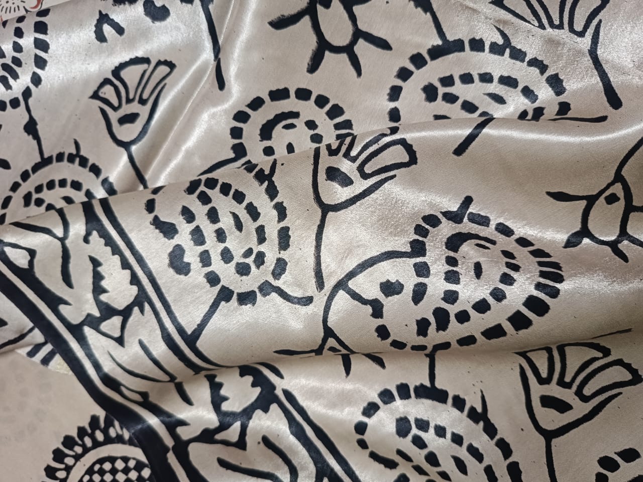 Gajji Silk Tissue Patta Bagru Print Saree