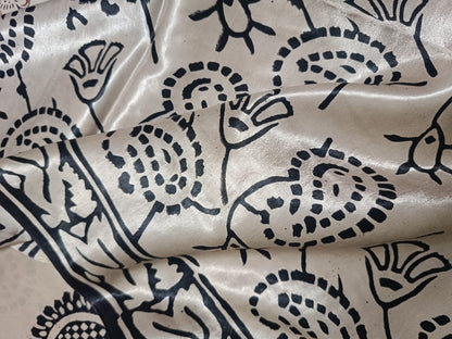Gajji Silk Tissue Patta Bagru Print Saree