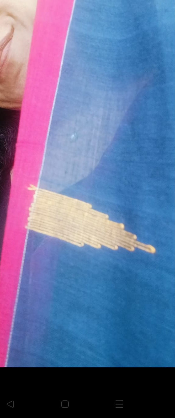 Bengal Cotton Jamdani Booti Saree - Blue