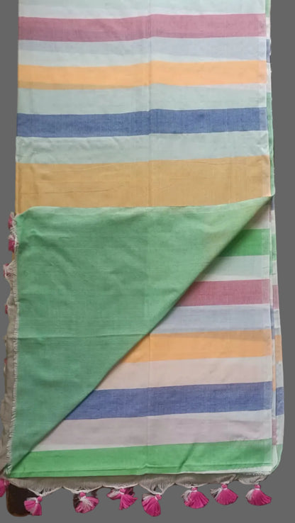 Khadi Vertical Stripes - Multi White