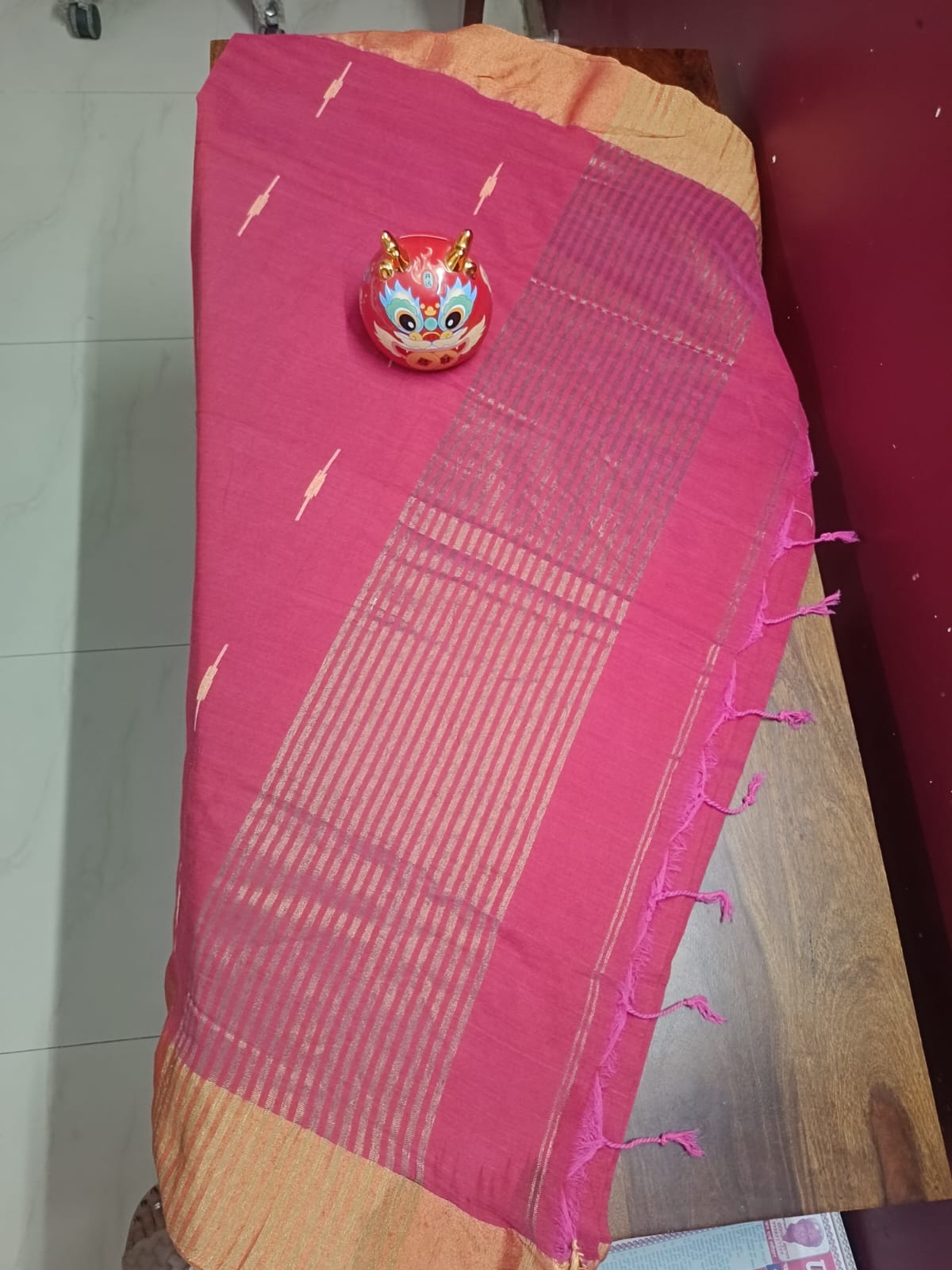Pure Cotton Handloom Saree with Golden Border