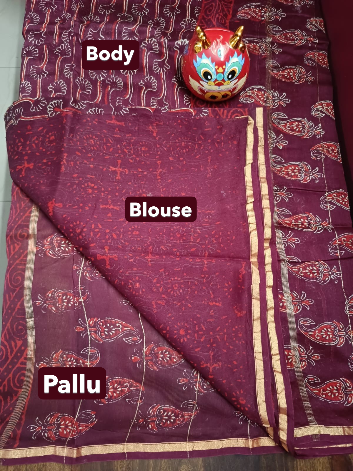 Hand Block Printed Chanderi Silk Saree