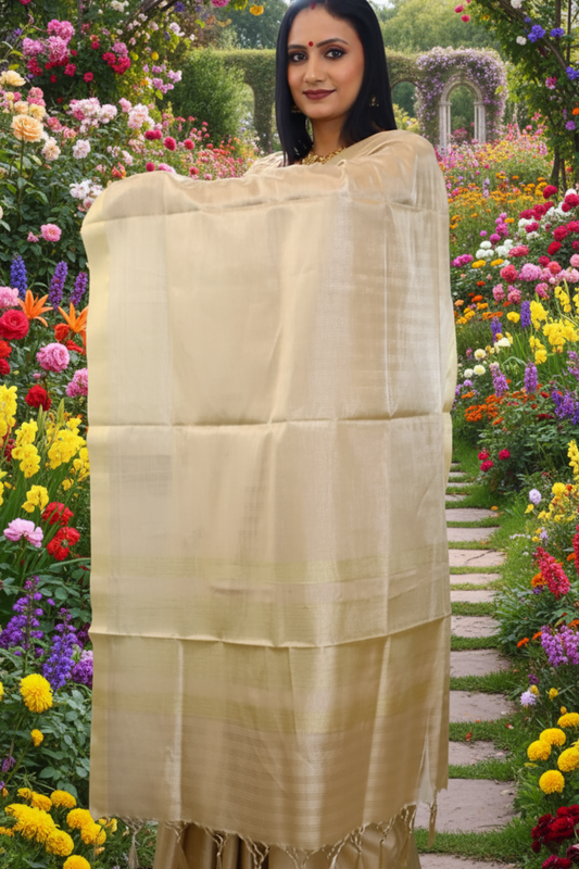 Cotton Tissue Saree - Golden