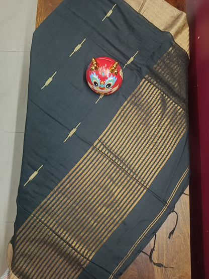 Pure Cotton Handloom Saree with Golden Border