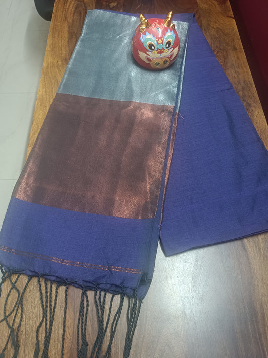 Plain Saree with Multi-Layer Zari Pallu - Purple