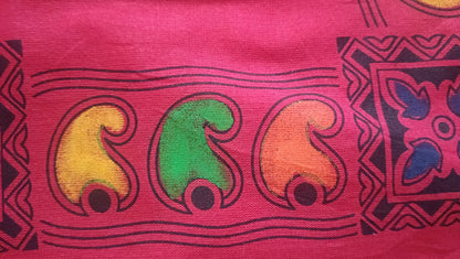 Mulmul Hand Painted Saree - Red