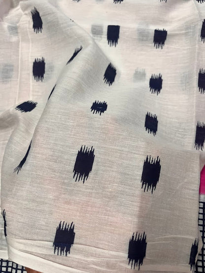 Pure Mulmul Cotton - Hand Block Printed Pink Saree