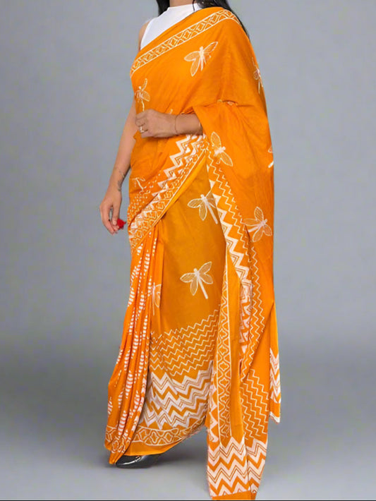 Pure Mulmul Cotton - Hand Block Printed Sarees