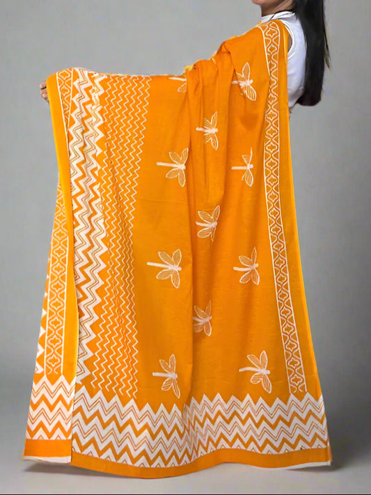Pure Mulmul Cotton - Hand Block Printed Sarees