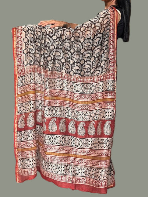 Hand Block Printed Chanderi Silk Saree