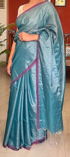 Blue Khadi Tissue Saree