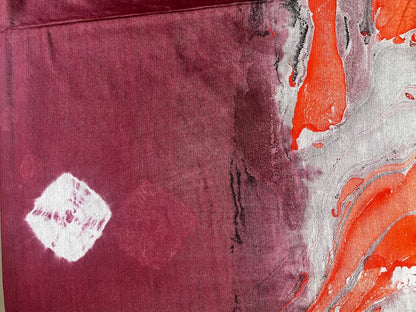 Semi Chanderi Cotton Saree - Bandhni Marble Palla - Maroon