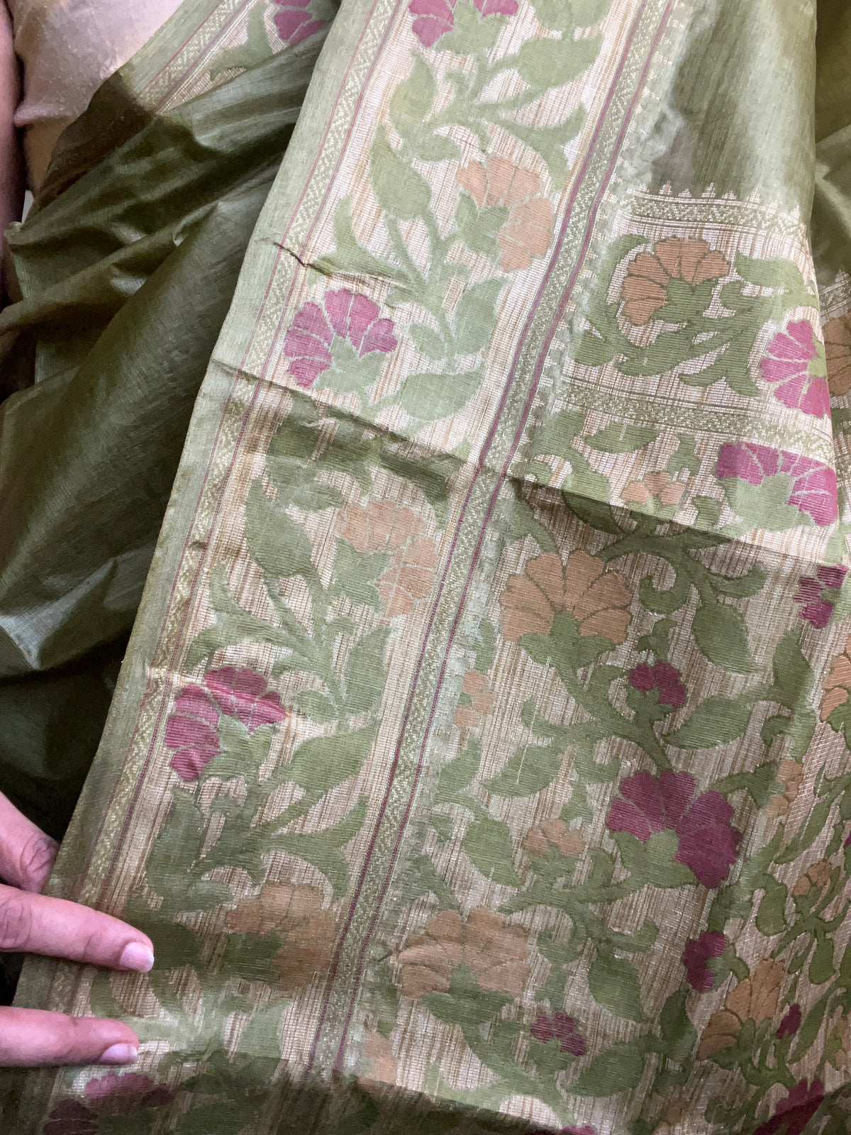 Pure Silk Mill Tussar Saree - Green