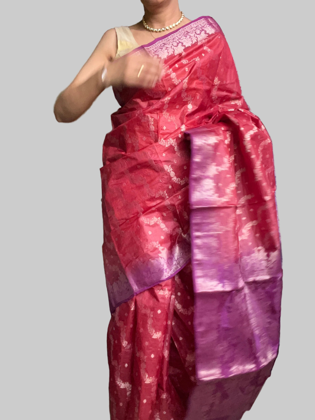 Pure Silk Mill Tussar Saree - Red Banarasi