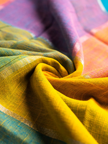 Pure Linen Saree - Candy Floss