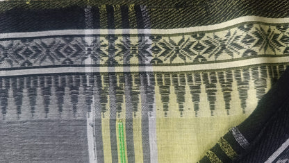 Soft Handloom Cotton with Temple Border - Pastel Yellow