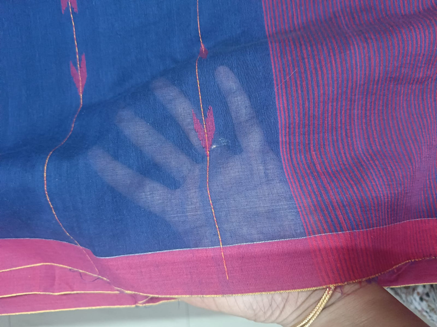Bengal Cotton Jamdani Booti Saree - Blue