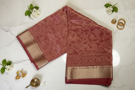 Pale Orange Mizoram Silk Saree