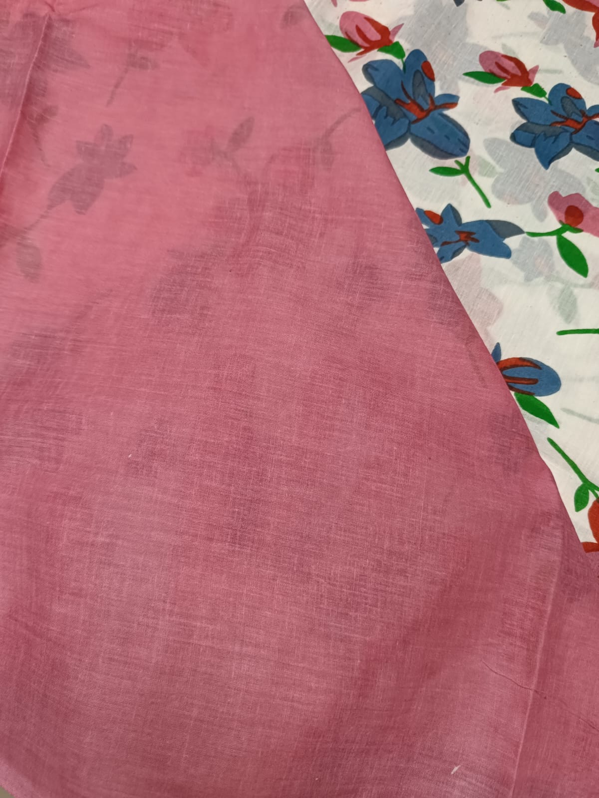 Pure Mulmul Cotton - Hand Block Printed Saree - Floral