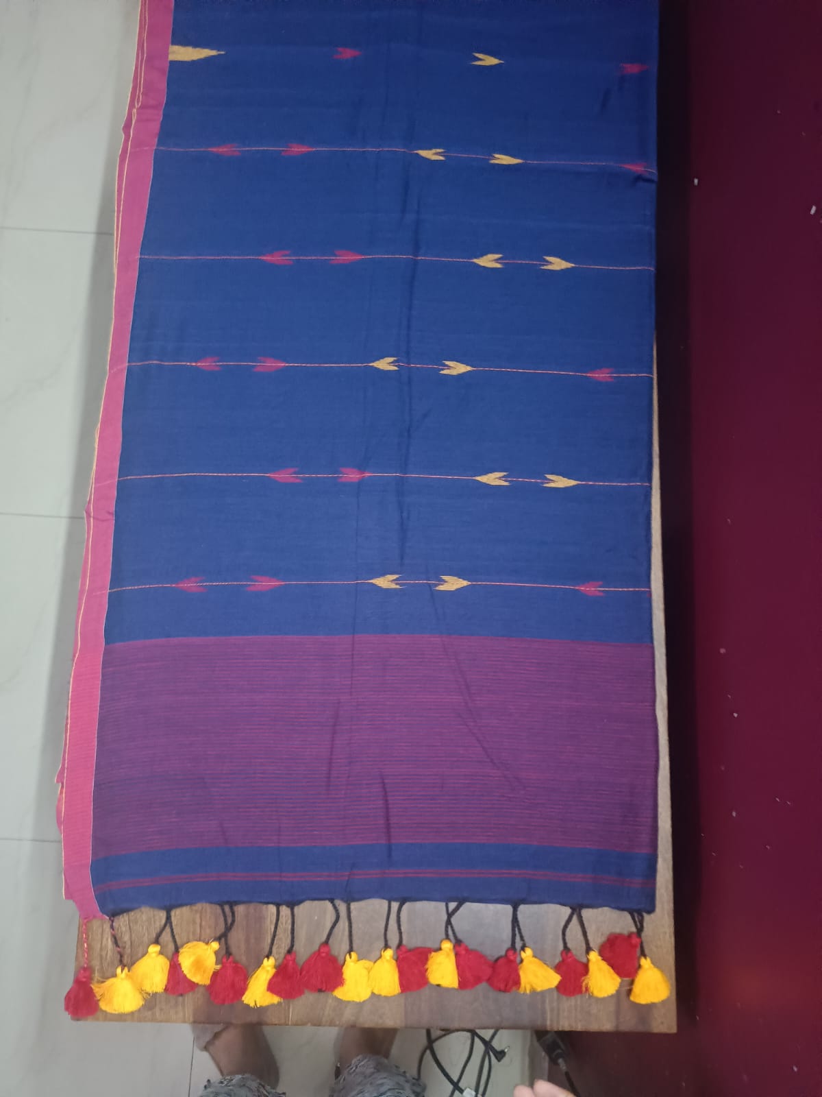 Bengal Cotton Jamdani Booti Saree - Blue