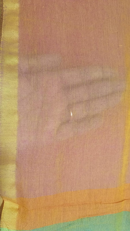 Mul Cotton Rainbow Saree - Orange